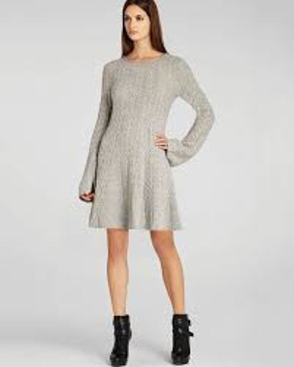 NWT $298 BCBGMAXAZRIA Medium HOSHI cable-knit bell sleeve sweater dress